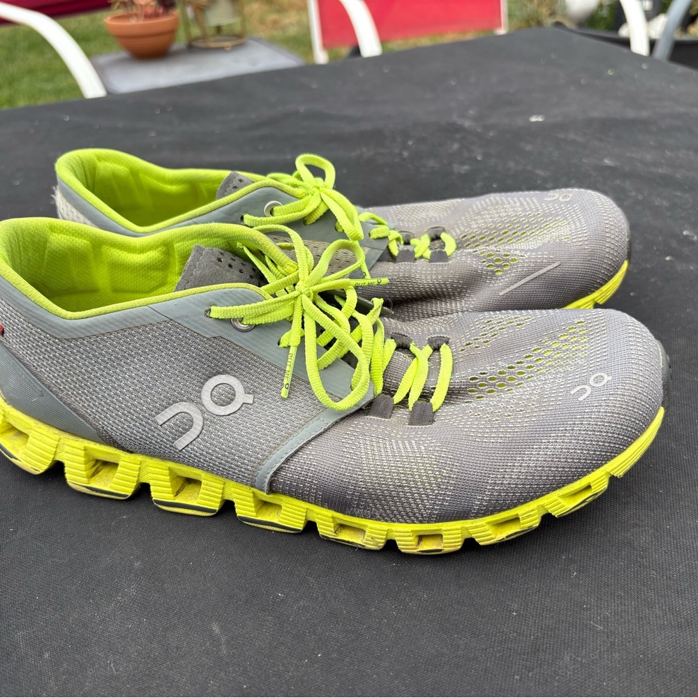 On Running Men's Athletic Shoes - Gray and Neon Yellow